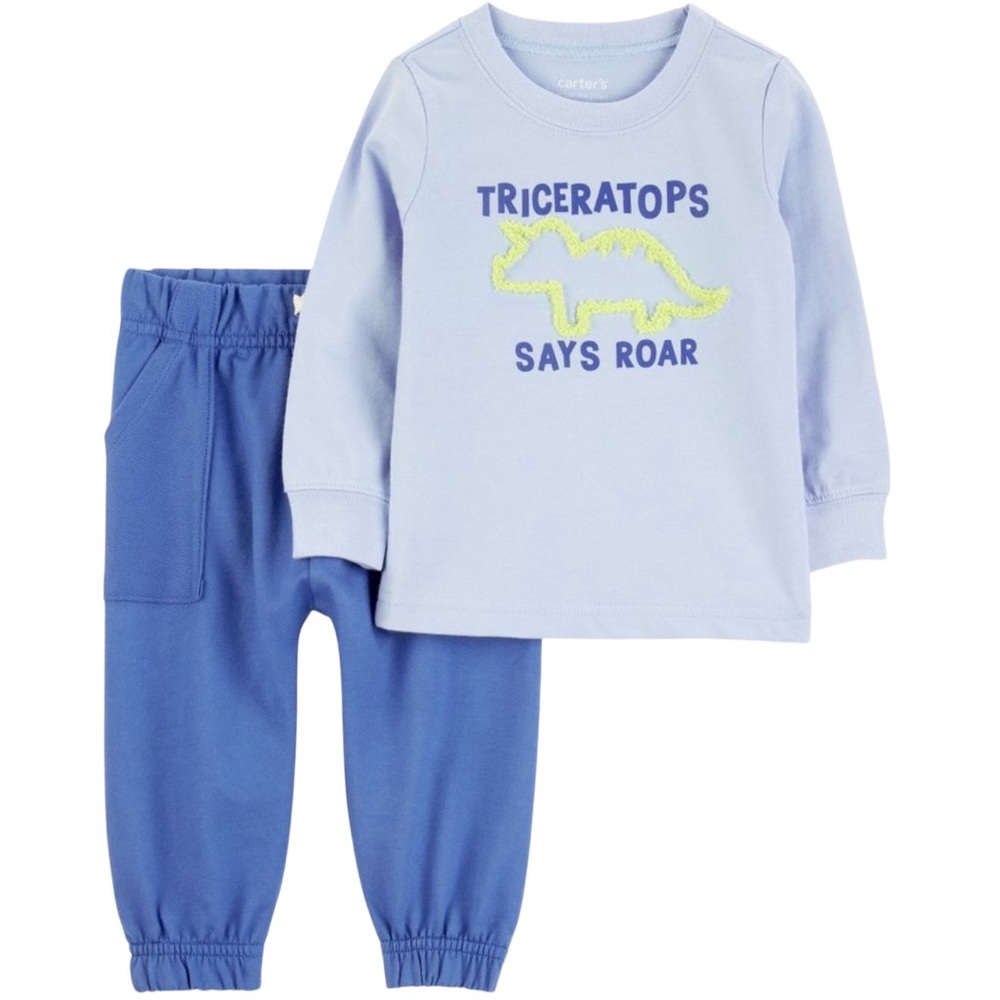 Carter’s 2 Piece Dinosaur Neon Triceratops Outfit